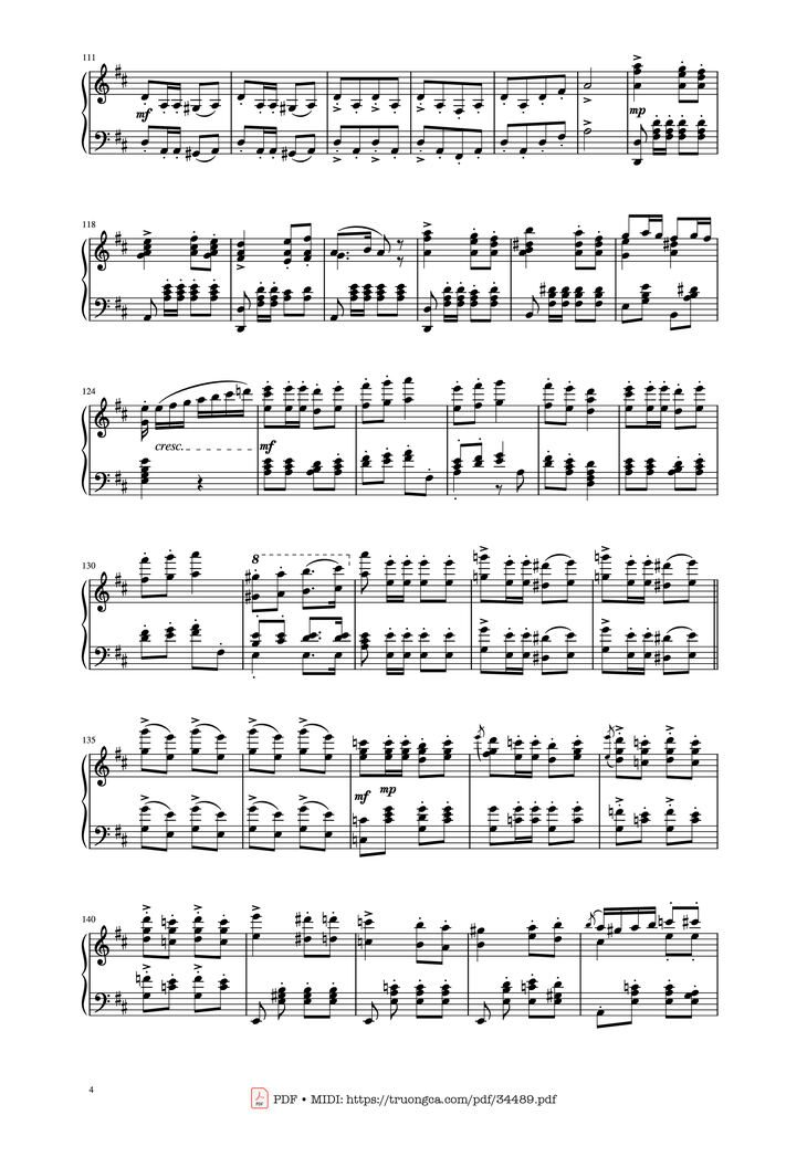 Page 4 of the piano sheet music PDF Piano - March Militaire Piano by Franz Shubert
