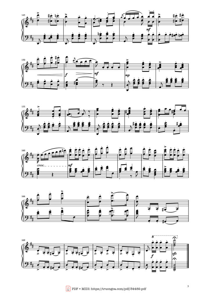 Page 5 of the piano sheet music PDF Piano - March Militaire Piano by Franz Shubert