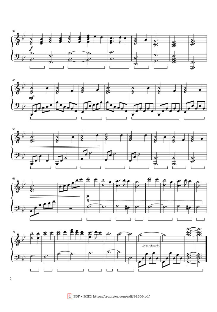 Page 2 of the piano sheet music PDF - We Three Kings Piano by John Henry Hopkins Jr