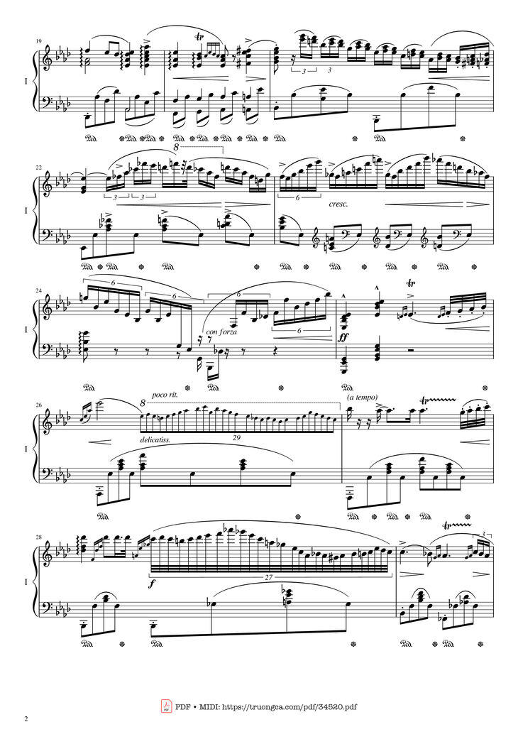 Page 2 of the piano sheet music PDF Piano - Chopin Concerto No.2, Op.21, Larghetto by Frédéric Chopin