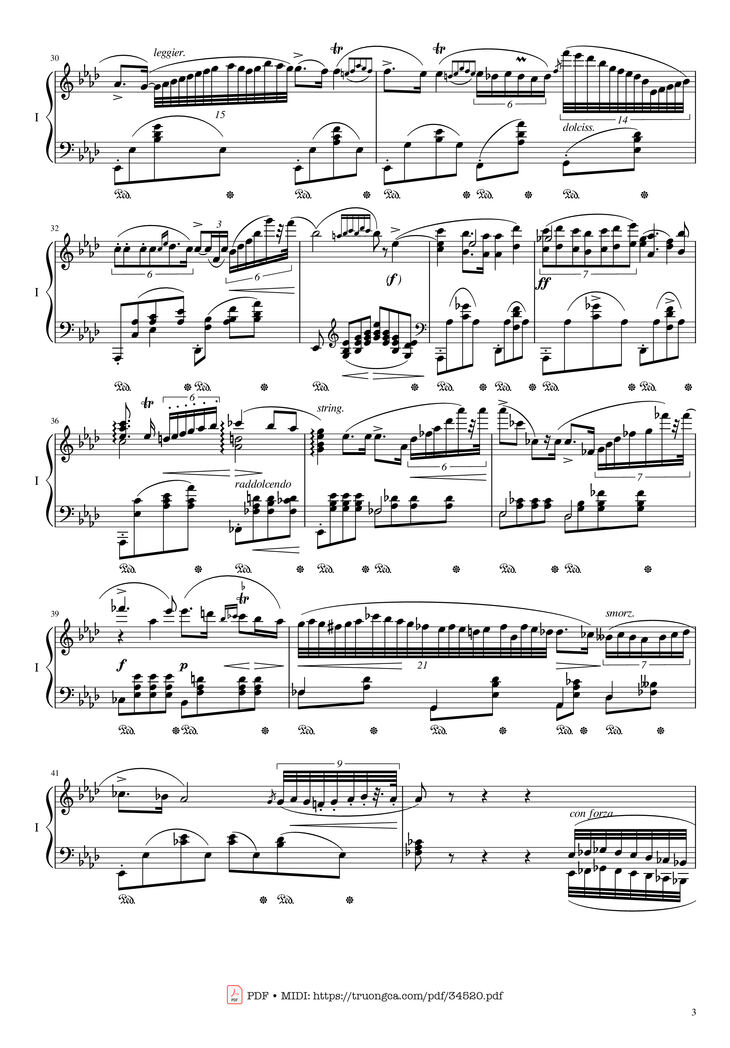 Page 3 of the piano sheet music PDF Piano - Chopin Concerto No.2, Op.21, Larghetto by Frédéric Chopin