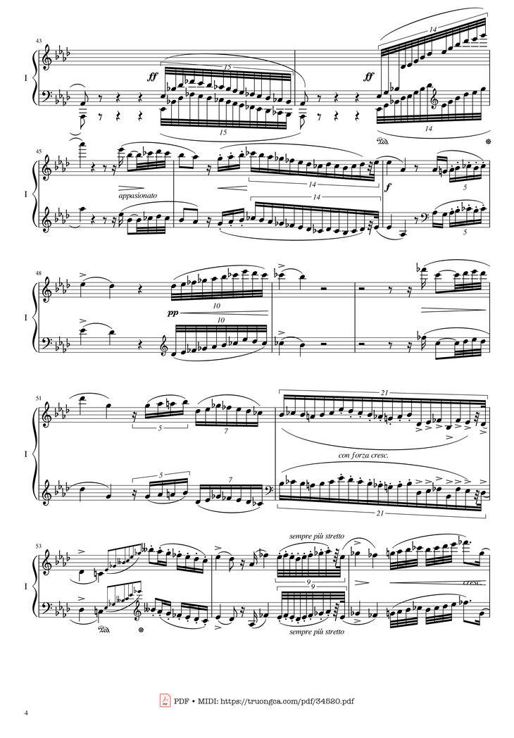 Page 4 of the piano sheet music PDF Piano - Chopin Concerto No.2, Op.21, Larghetto by Frédéric Chopin