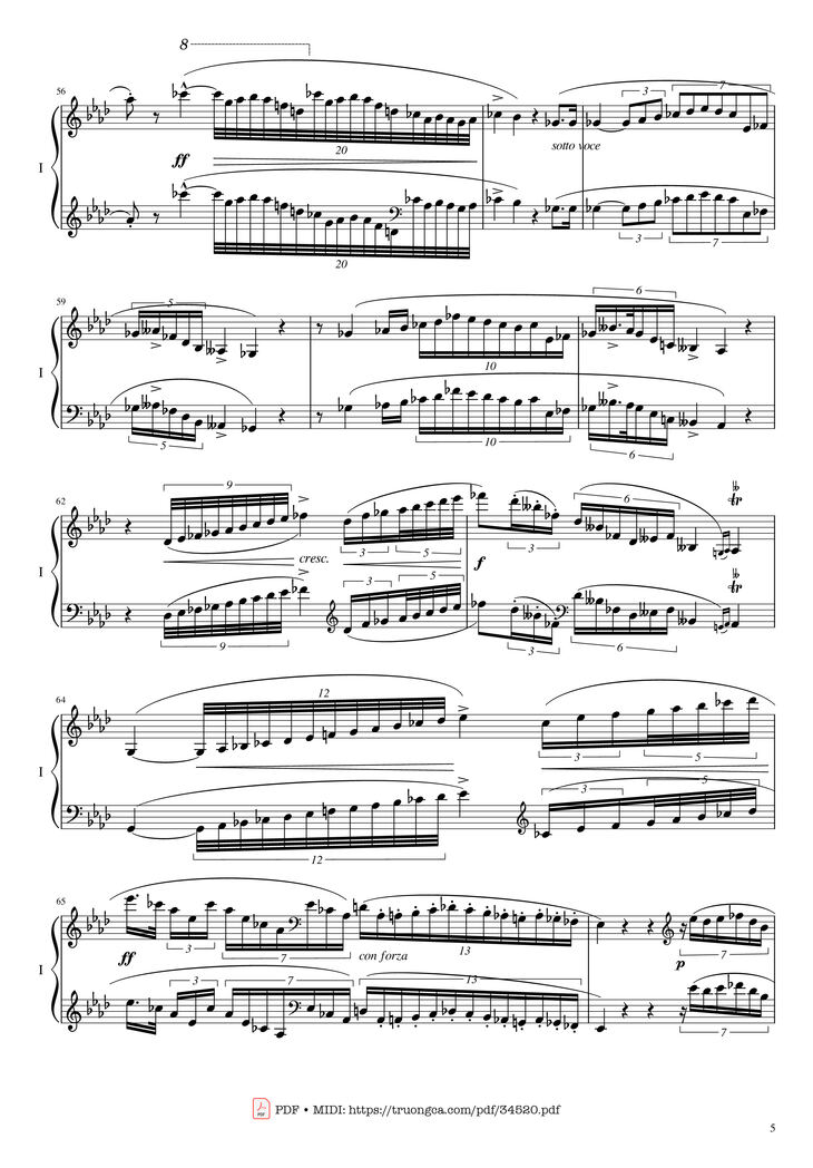 Page 5 of the piano sheet music PDF Piano - Chopin Concerto No.2, Op.21, Larghetto by Frédéric Chopin