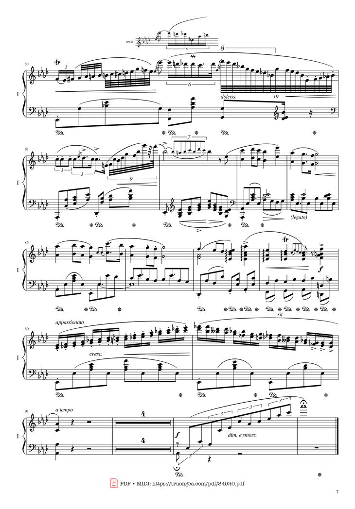Page 7 of the piano sheet music PDF Piano - Chopin Concerto No.2, Op.21, Larghetto by Frédéric Chopin