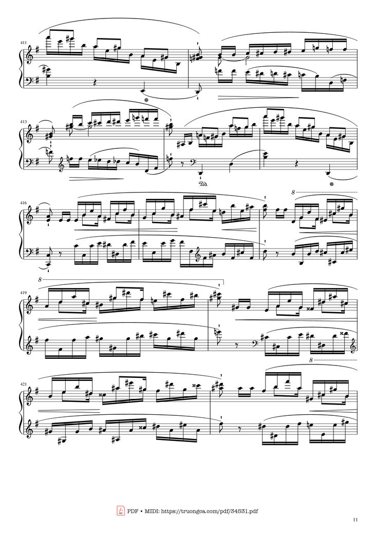 Page 11 of the piano sheet music PDF Piano - Chopin Concerto No.1, Op.11, Allegro Maestoso Piano by Frédéric Chopin