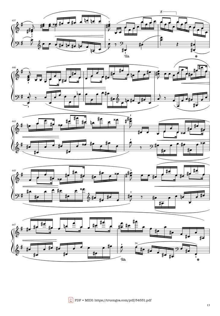 Page 13 of the piano sheet music PDF Piano - Chopin Concerto No.1, Op.11, Allegro Maestoso Piano by Frédéric Chopin