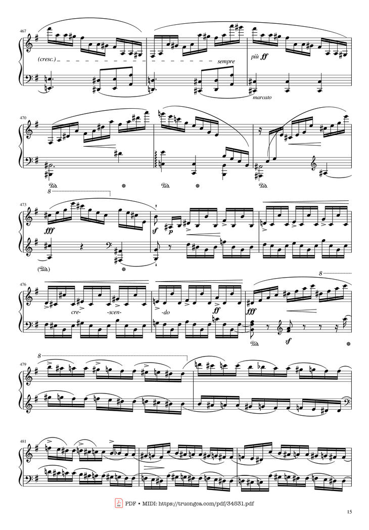 Page 15 of the piano sheet music PDF Piano - Chopin Concerto No.1, Op.11, Allegro Maestoso Piano by Frédéric Chopin