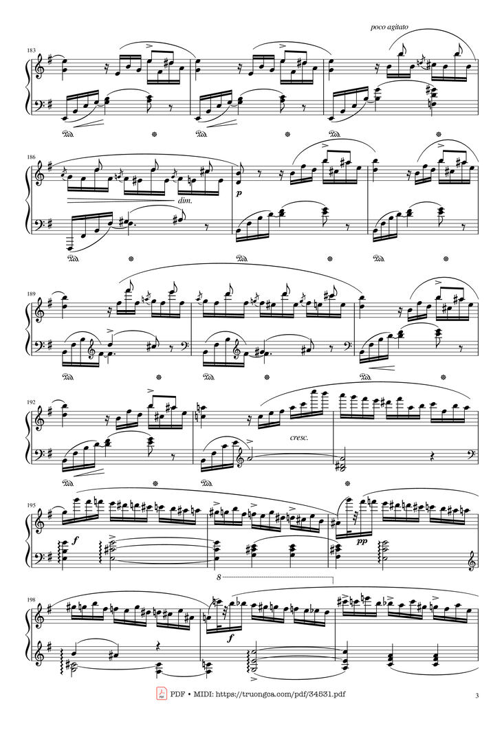 Page 3 of the piano sheet music PDF Piano - Chopin Concerto No.1, Op.11, Allegro Maestoso Piano by Frédéric Chopin