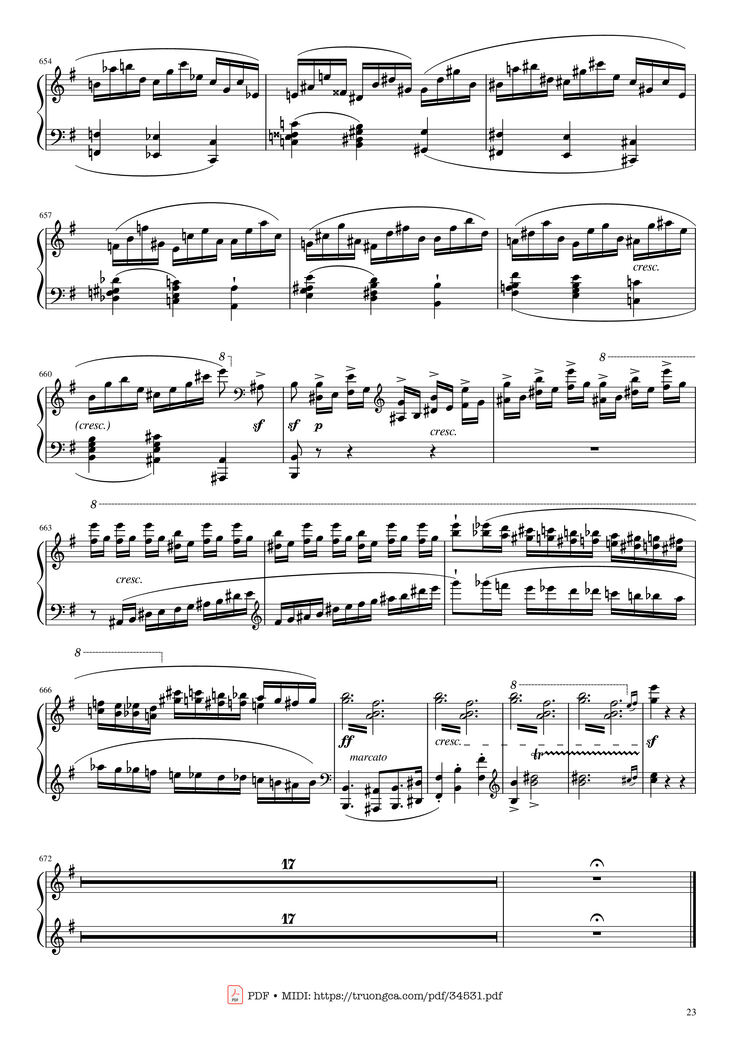 Page 23 of the piano sheet music PDF Piano - Chopin Concerto No.1, Op.11, Allegro Maestoso Piano by Frédéric Chopin