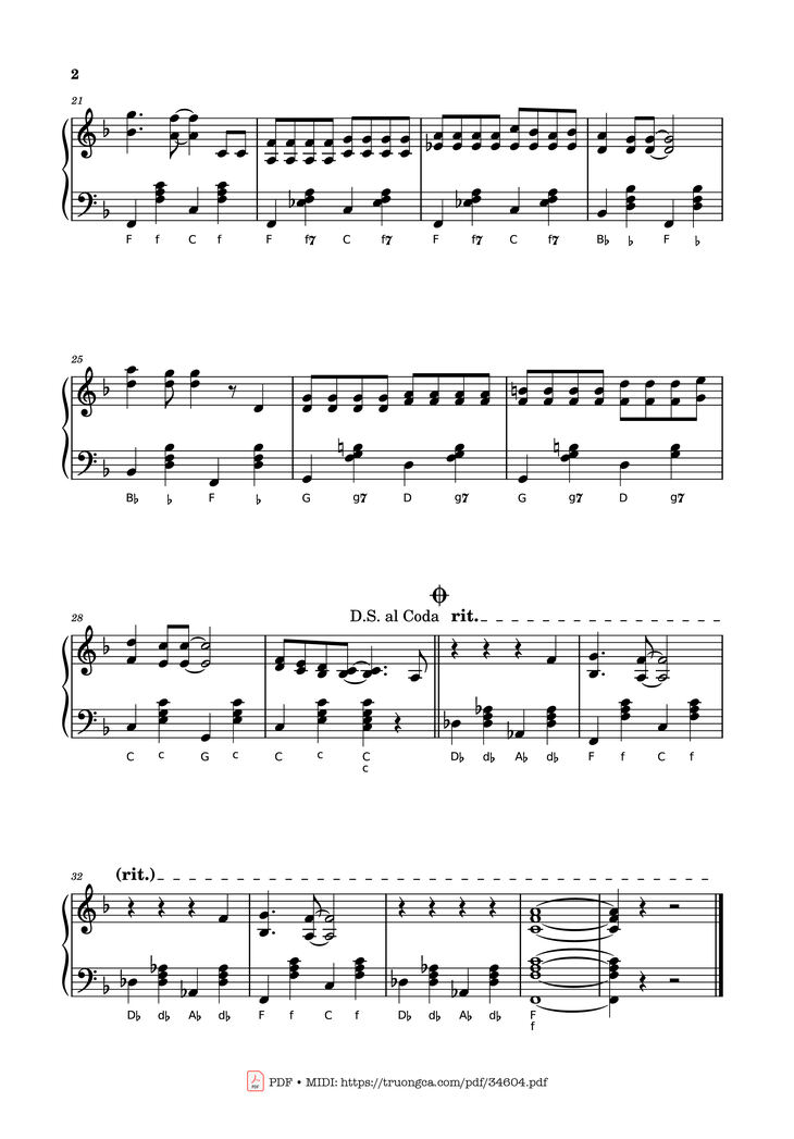 Page 2 of the piano sheet music PDF Piano - Something Stupid Piano by Carson Parks