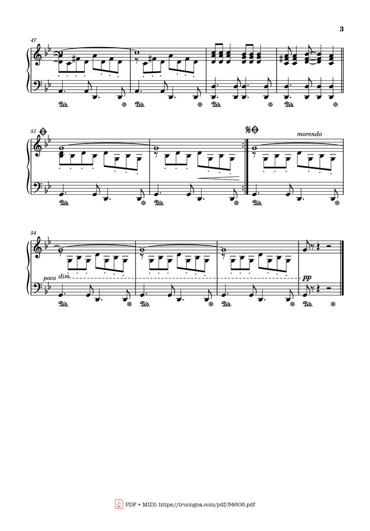 Page 3 of the piano sheet music PDF Piano - Million Roses (Миллион алых роз) Piano by Raimonds Pauls