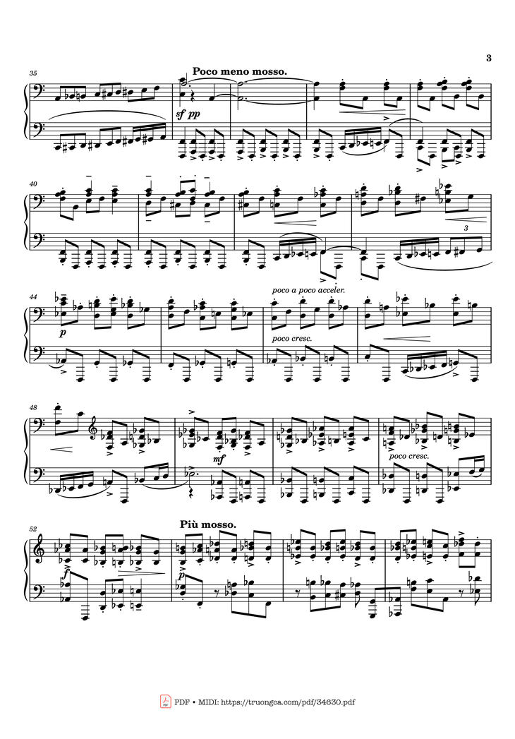 Page 3 of the piano sheet music PDF Piano - Rachmaninov Etude Tableau op. 39 no. 6 Piano by Sergei Rachmaninoff