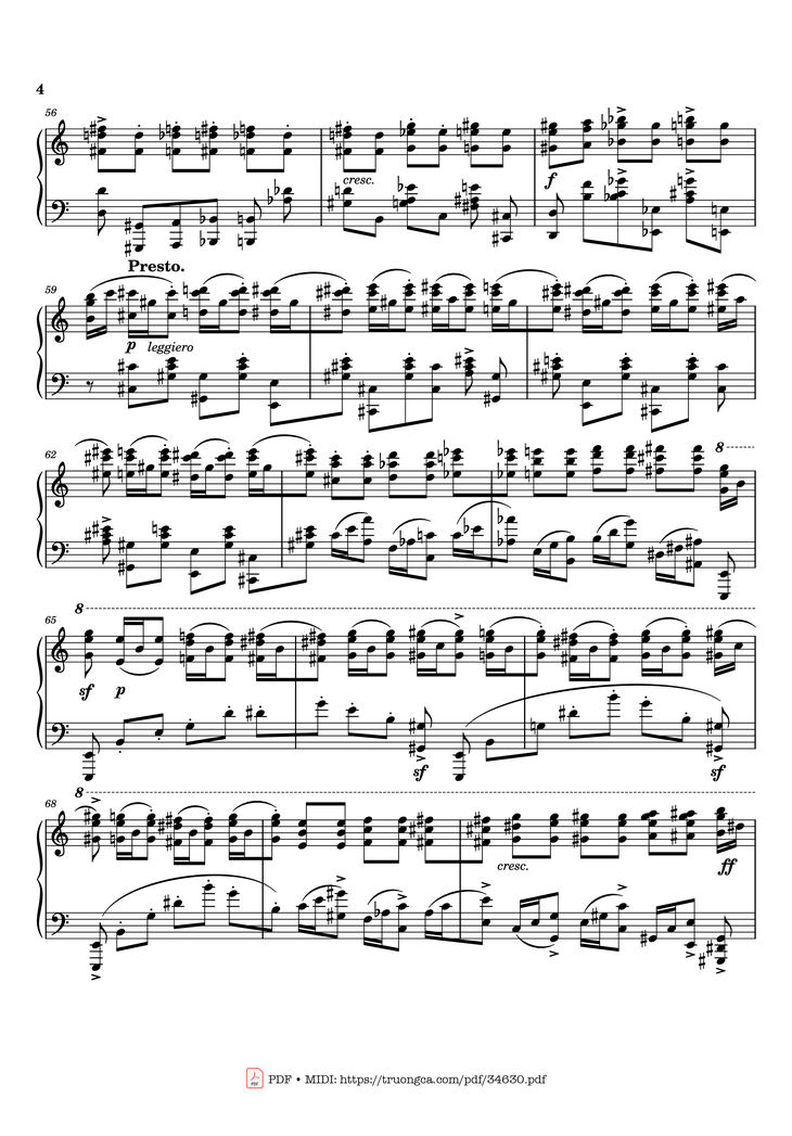 Page 4 of the piano sheet music PDF Piano - Rachmaninov Etude Tableau op. 39 no. 6 Piano by Sergei Rachmaninoff