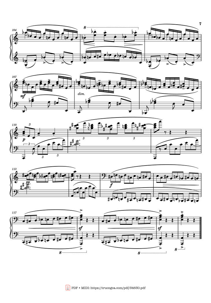 Page 7 of the piano sheet music PDF Piano - Rachmaninov Etude Tableau op. 39 no. 6 Piano by Sergei Rachmaninoff