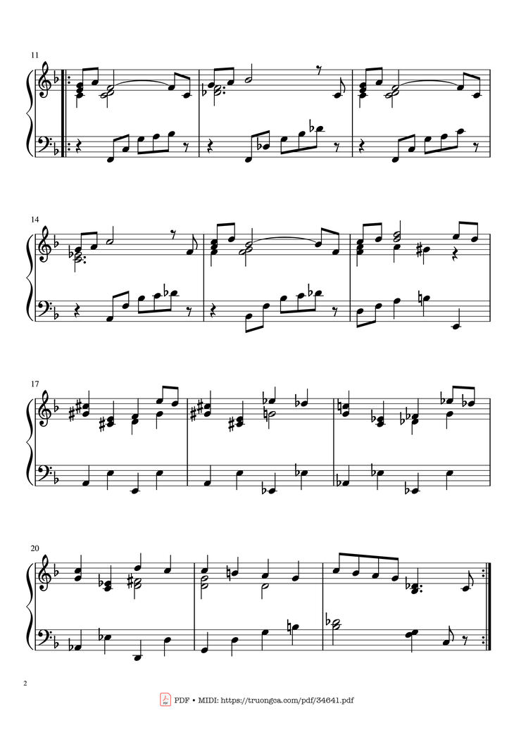 Page 2 of the piano sheet music PDF Piano - Theme from Summer of 