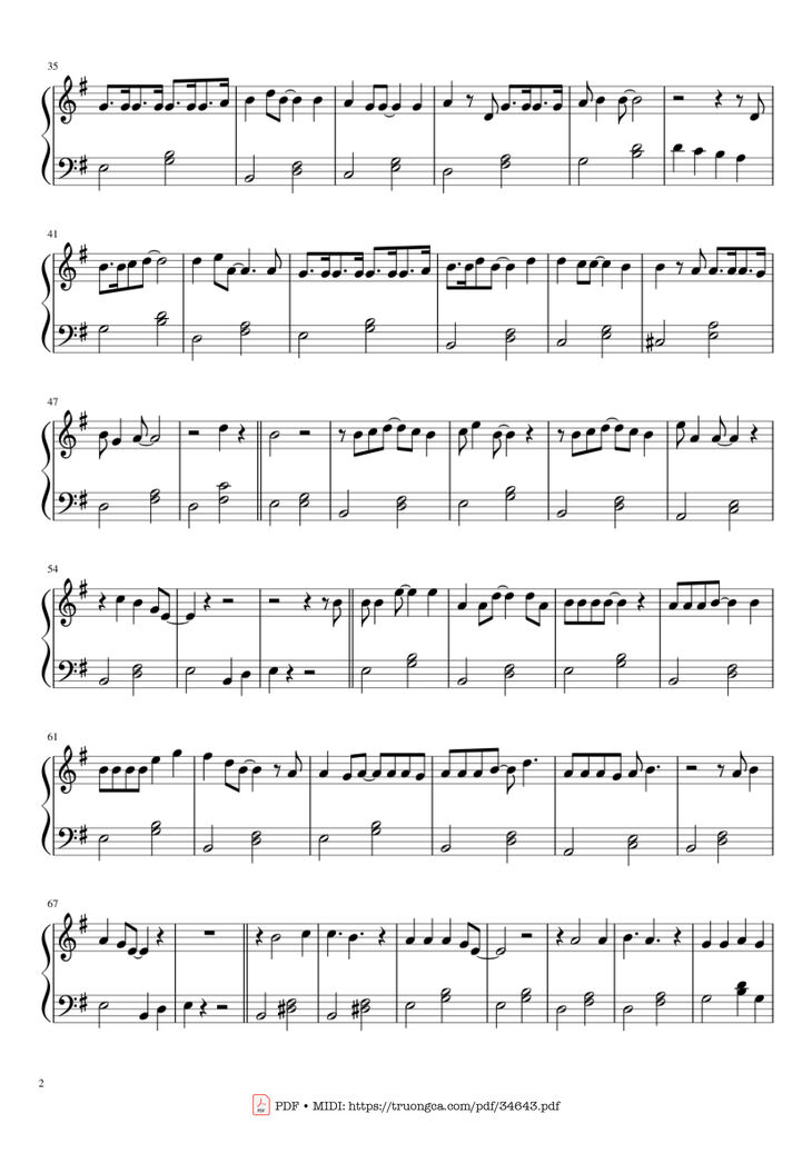 Page 2 of the piano sheet music PDF Piano - Lemon Tree Piano EASY by Fools Garden