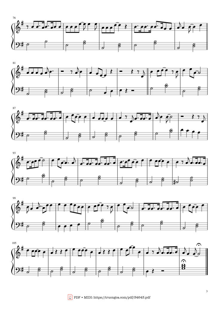 Page 3 of the piano sheet music PDF Piano - Lemon Tree Piano EASY by Fools Garden