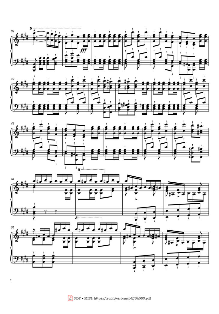 Page 2 of the piano sheet music PDF Piano - William Tell Overture Piano by Gioachino Rossini