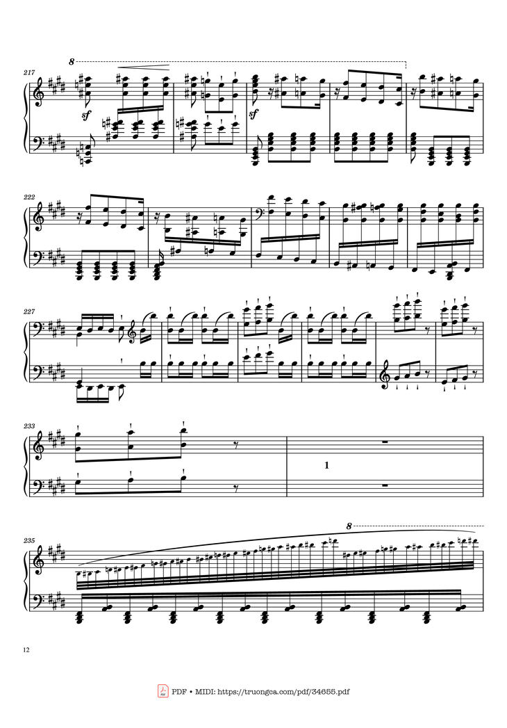 Page 12 of the piano sheet music PDF Piano - William Tell Overture Piano by Gioachino Rossini