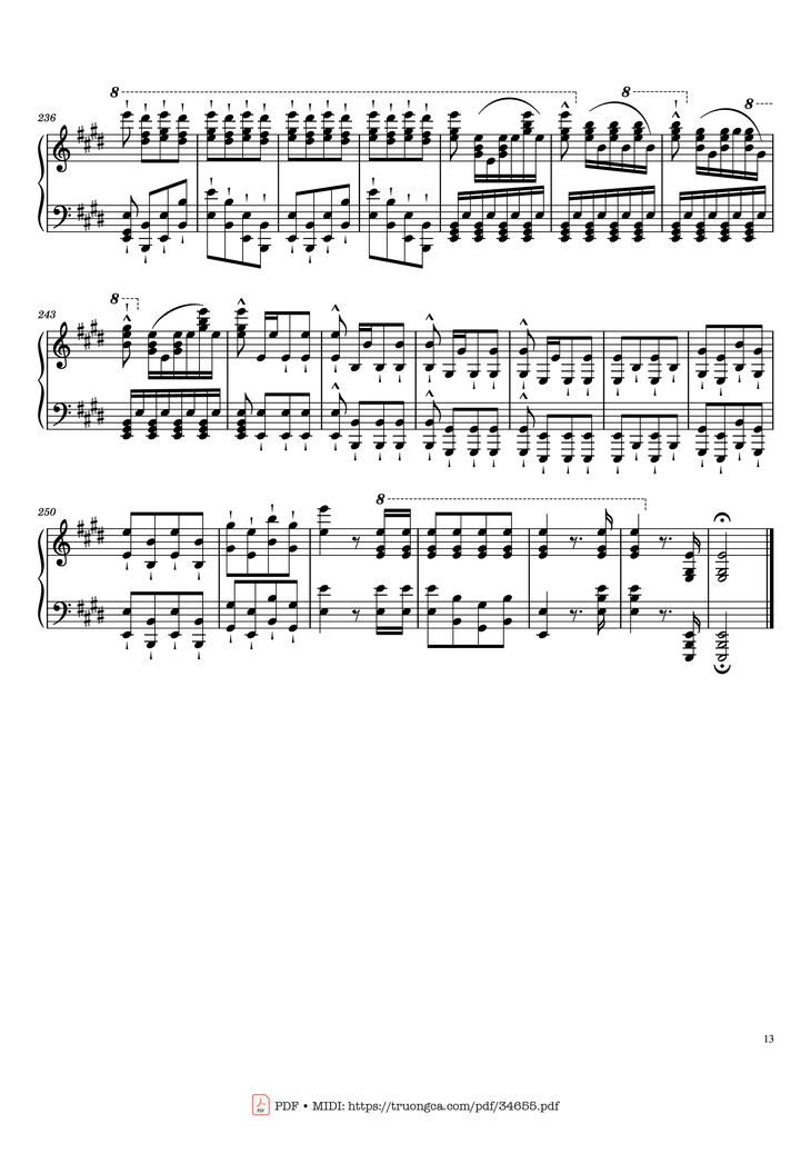 Page 13 of the piano sheet music PDF Piano - William Tell Overture Piano by Gioachino Rossini