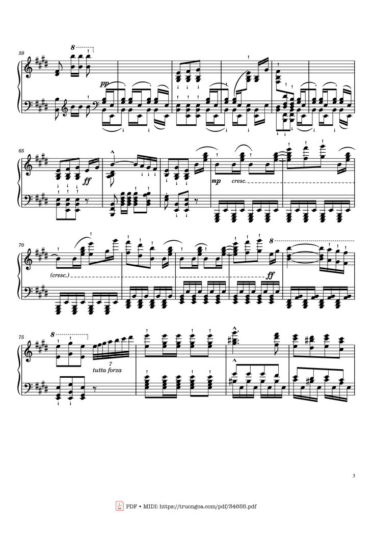 Page 3 of the piano sheet music PDF Piano - William Tell Overture Piano by Gioachino Rossini