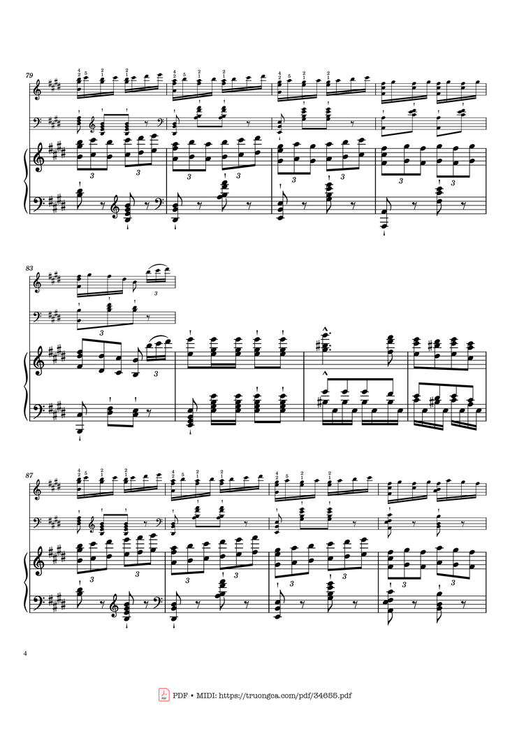 Page 4 of the piano sheet music PDF Piano - William Tell Overture Piano by Gioachino Rossini