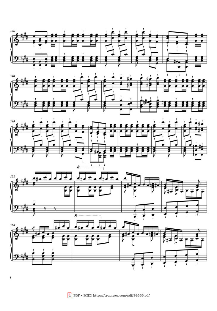 Page 8 of the piano sheet music PDF Piano - William Tell Overture Piano by Gioachino Rossini
