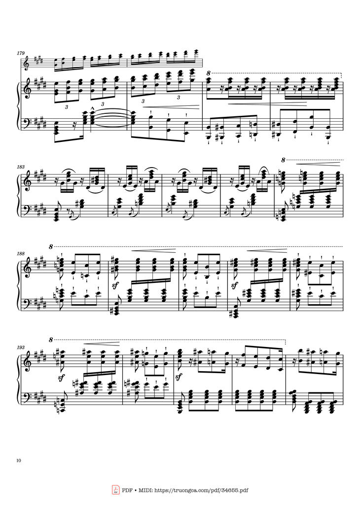 Page 10 of the piano sheet music PDF Piano - William Tell Overture Piano by Gioachino Rossini