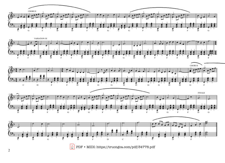 Page 2 of the piano sheet music PDF Piano - Ly Rượu Mừng Piano by Phạm Đình Chương