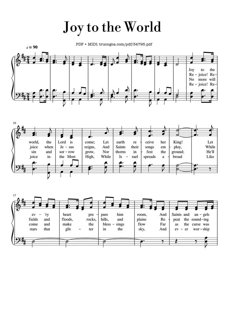 Page 1 of the piano sheet music PDF Piano - Joy to the World Piano EASY by Lowell Mason