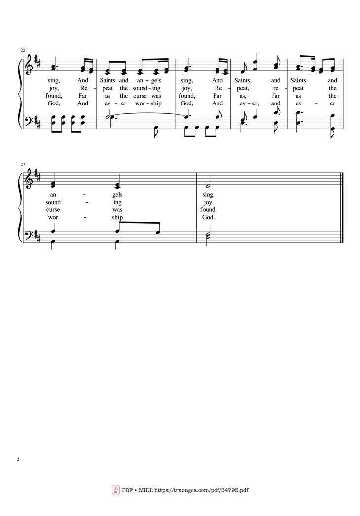 Page 2 of the piano sheet music PDF Piano - Joy to the World Piano EASY by Lowell Mason