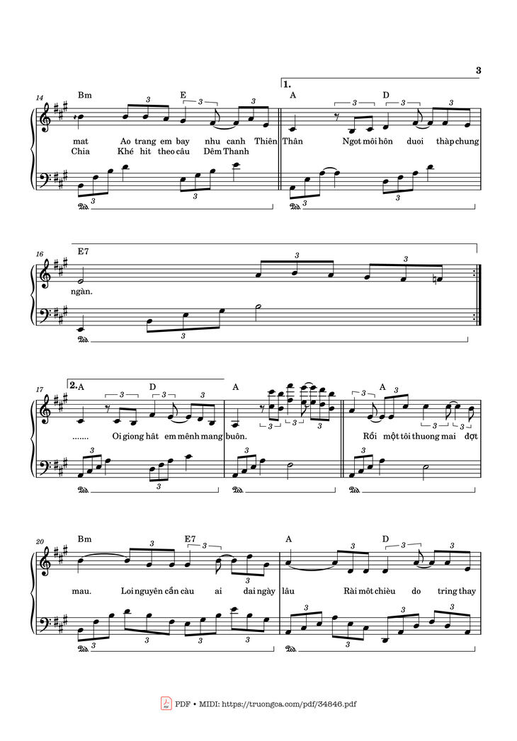 Page 3 of the piano sheet music PDF Piano - Bài Thánh Ca Buồn Piano by Nguyễn Vũ