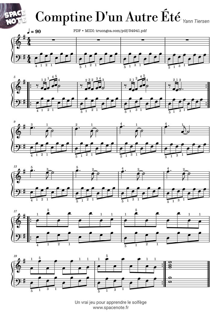 Page 1 of the piano sheet music PDF Piano - Comptine D