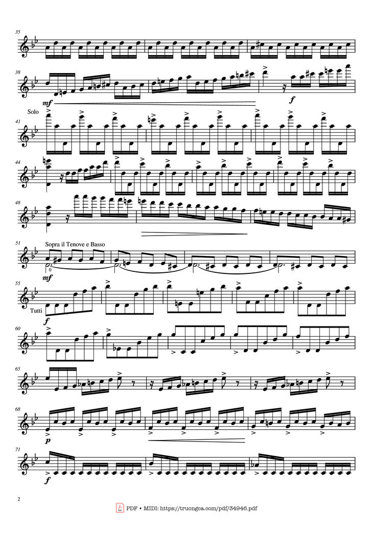 Page 2 of the piano sheet music PDF - Violin Concerto in G minor, No. 2, Op. 8, RV 315 by Antonio Vivaldi