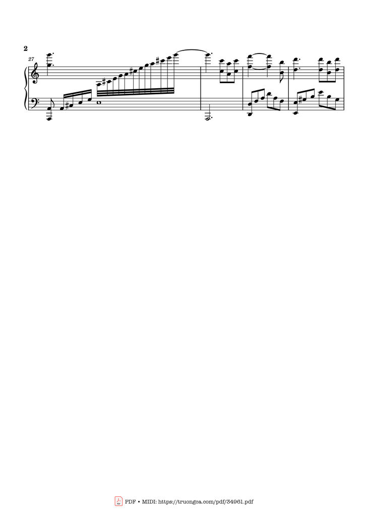 Page 2 of the piano sheet music PDF Piano - Nỗi nhớ mùa đông Piano by Phú Quang