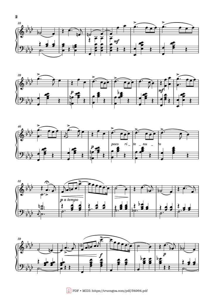 Page 2 of the piano sheet music PDF Piano - Valse Sentimentale Piano, Tchaikovsky by Pyotr Ilyich Tchaikovsky