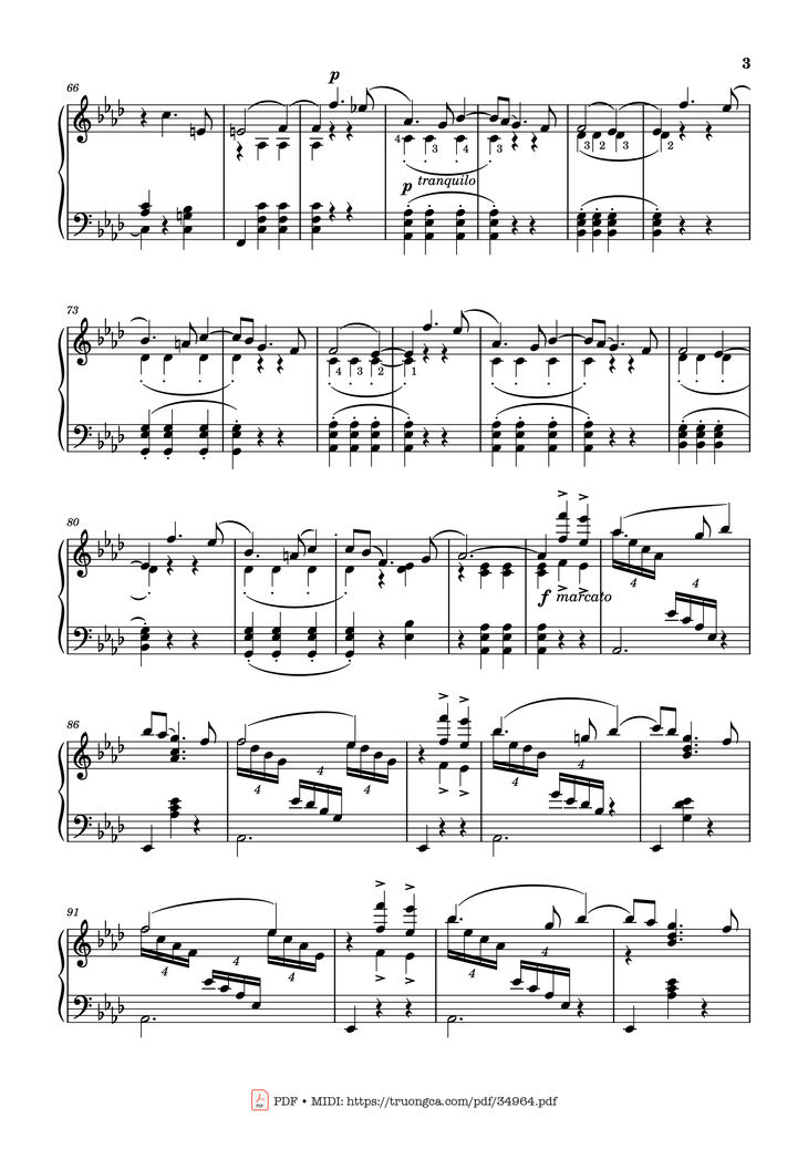 Page 3 of the piano sheet music PDF Piano - Valse Sentimentale Piano, Tchaikovsky by Pyotr Ilyich Tchaikovsky