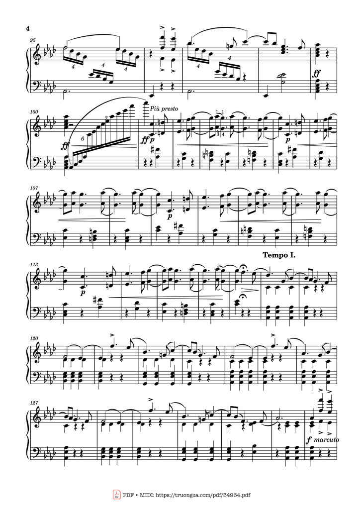 Page 4 of the piano sheet music PDF Piano - Valse Sentimentale Piano, Tchaikovsky by Pyotr Ilyich Tchaikovsky