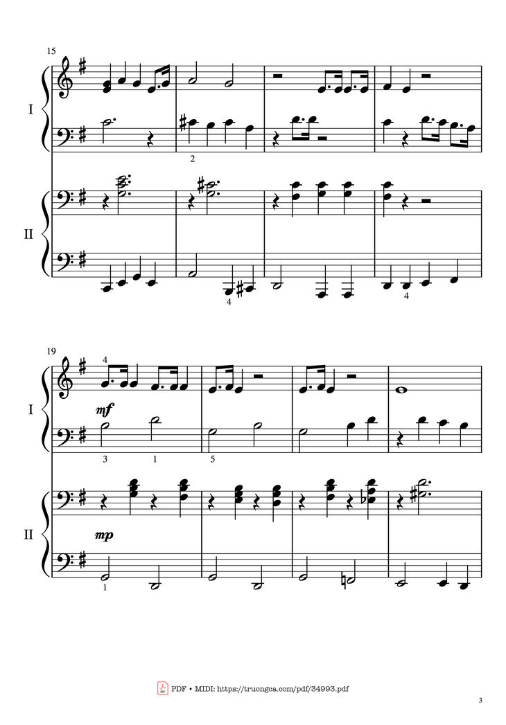 Page 3 of the piano sheet music PDF Piano - Jingle bell rock Piano 4 Hands EASY by Joseph Carleton Beal