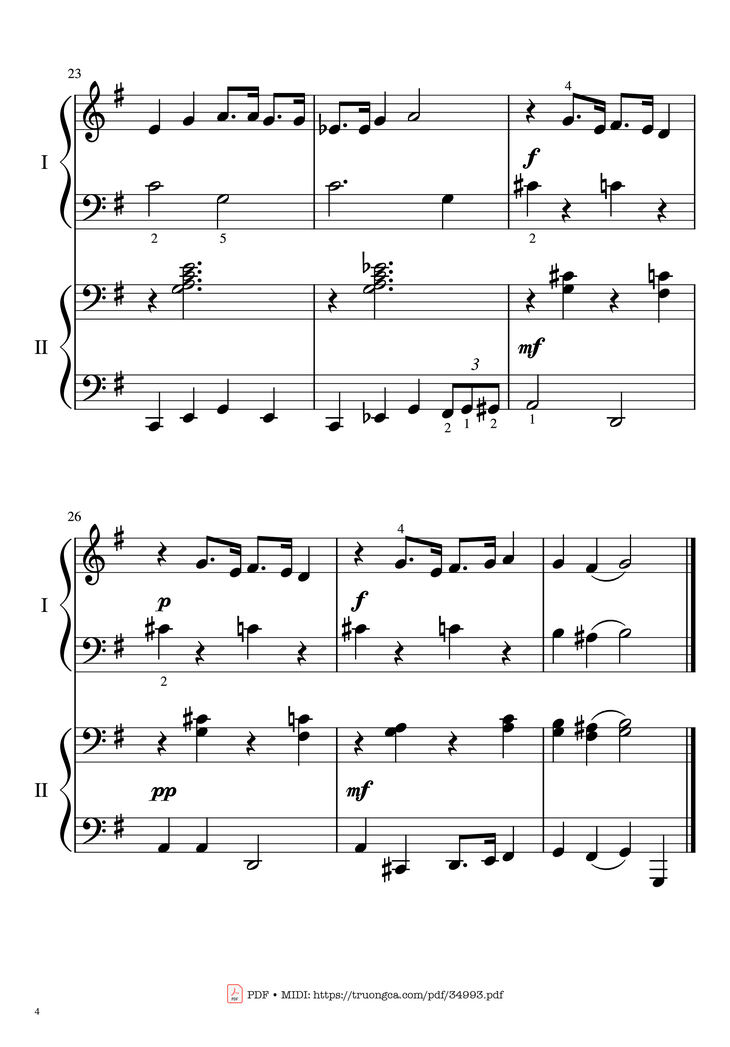 Page 4 of the piano sheet music PDF Piano - Jingle bell rock Piano 4 Hands EASY by Joseph Carleton Beal