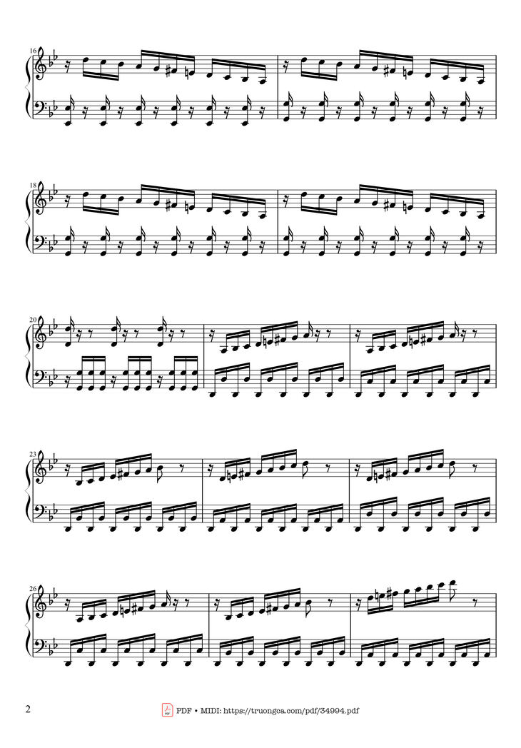 Page 2 of the piano sheet music PDF Piano - Summer - Vivaldi - Presto Piano by Antonio Vivaldi