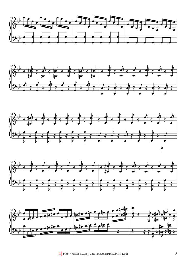 Page 3 of the piano sheet music PDF Piano - Summer - Vivaldi - Presto Piano by Antonio Vivaldi