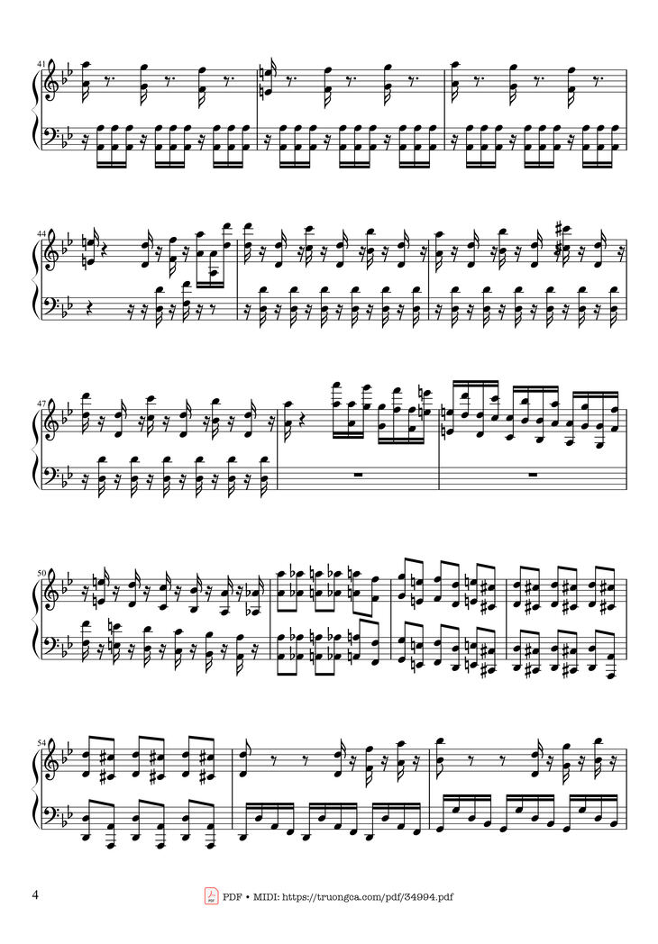 Page 4 of the piano sheet music PDF Piano - Summer - Vivaldi - Presto Piano by Antonio Vivaldi