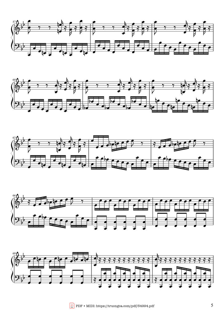 Page 5 of the piano sheet music PDF Piano - Summer - Vivaldi - Presto Piano by Antonio Vivaldi