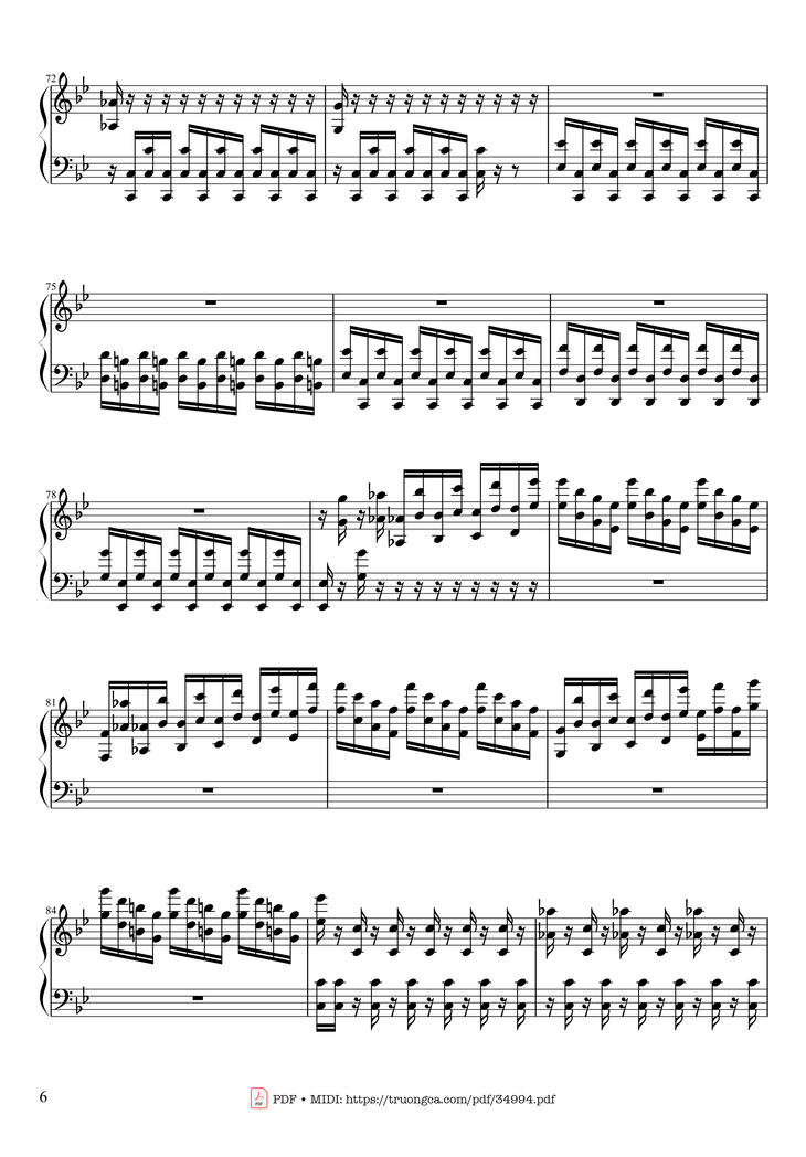 Page 6 of the piano sheet music PDF Piano - Summer - Vivaldi - Presto Piano by Antonio Vivaldi