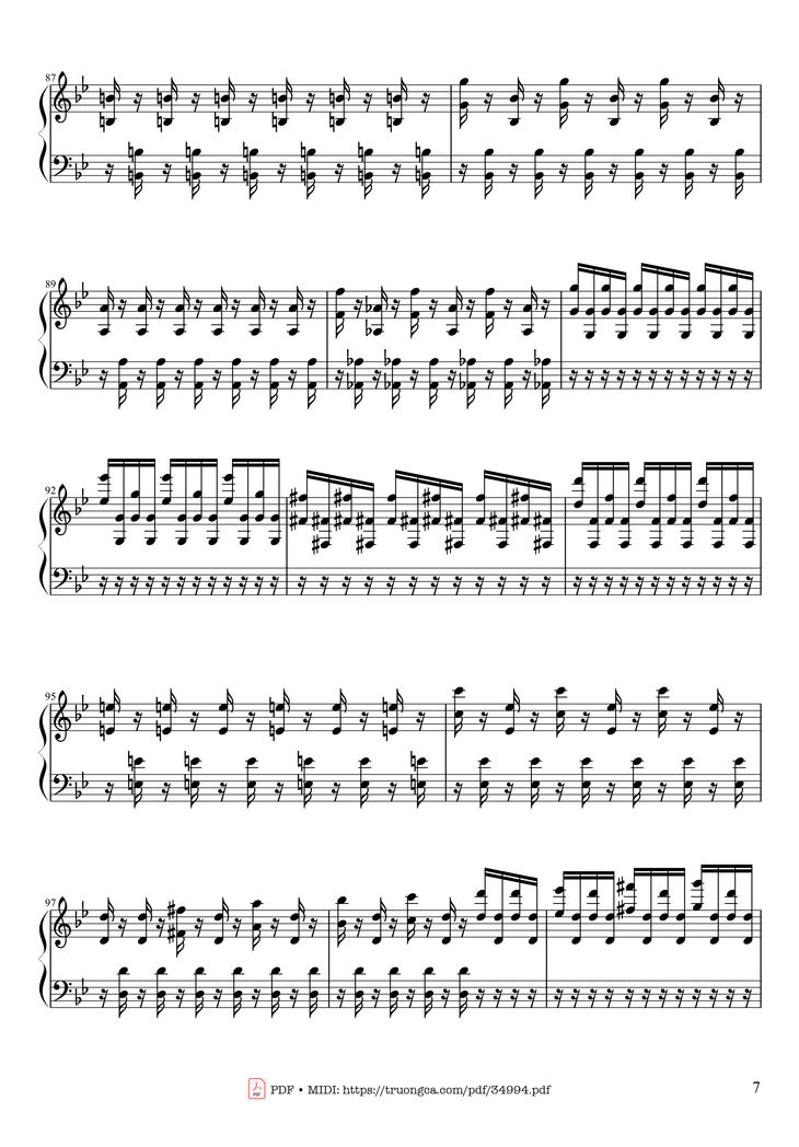 Page 7 of the piano sheet music PDF Piano - Summer - Vivaldi - Presto Piano by Antonio Vivaldi