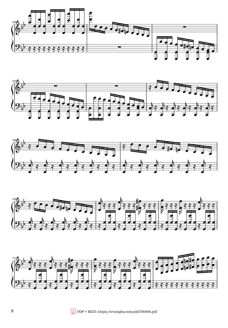 Page 8 of the piano sheet music PDF Piano - Summer - Vivaldi - Presto Piano by Antonio Vivaldi