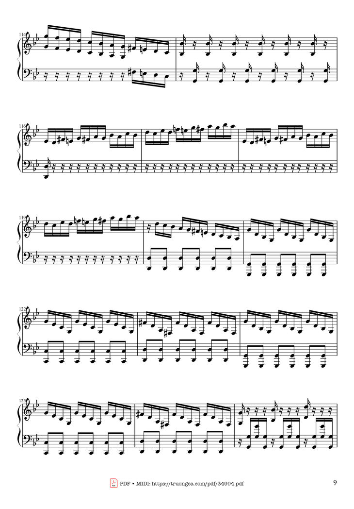 Page 9 of the piano sheet music PDF Piano - Summer - Vivaldi - Presto Piano by Antonio Vivaldi