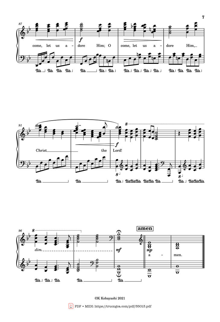 Page 7 of the piano sheet music PDF Piano - O Come, All Ye Faithful (Adeste Fideles) Piano by John Francis Wade