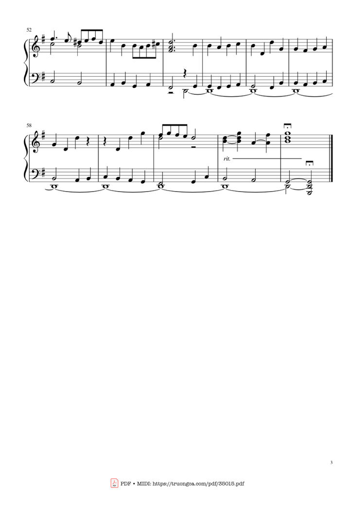 Page 3 of the piano sheet music PDF Piano - Adeste Fideles Piano by John Francis Wade